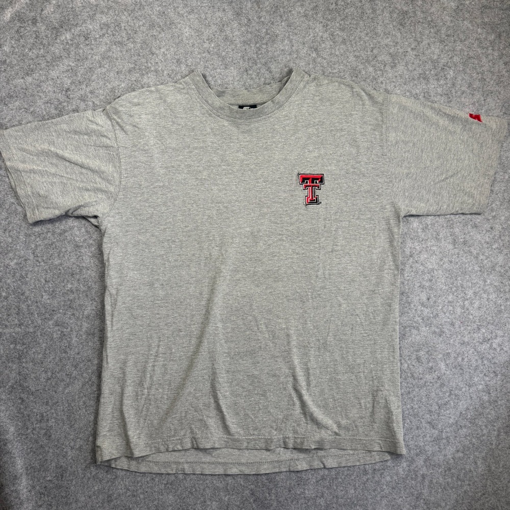 Starter Mens Texas Tech Red Raiders T Shirt Large Grey Embroidered Logo NCAA